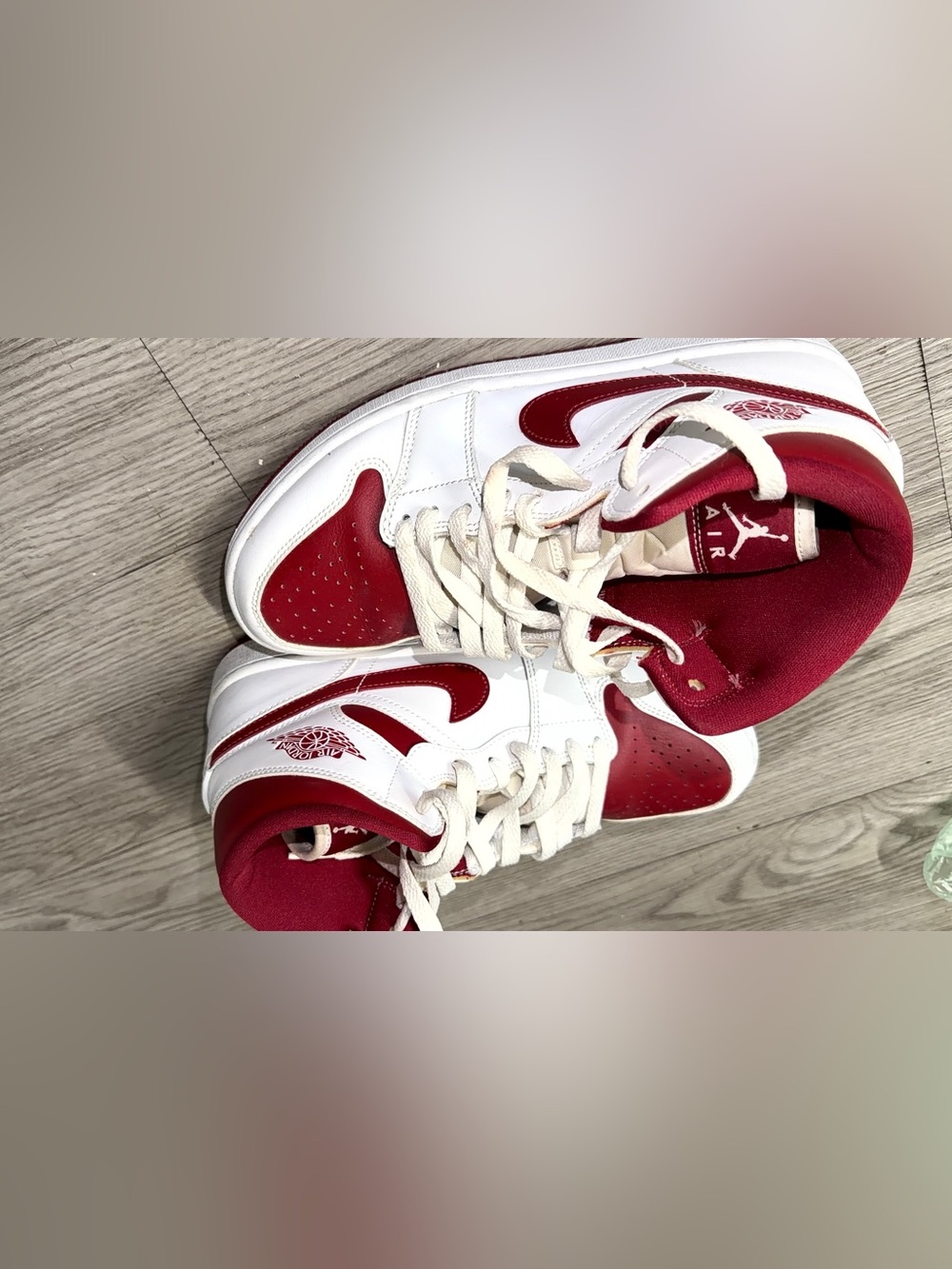 Jordan High-Top Sneakers in White and Red